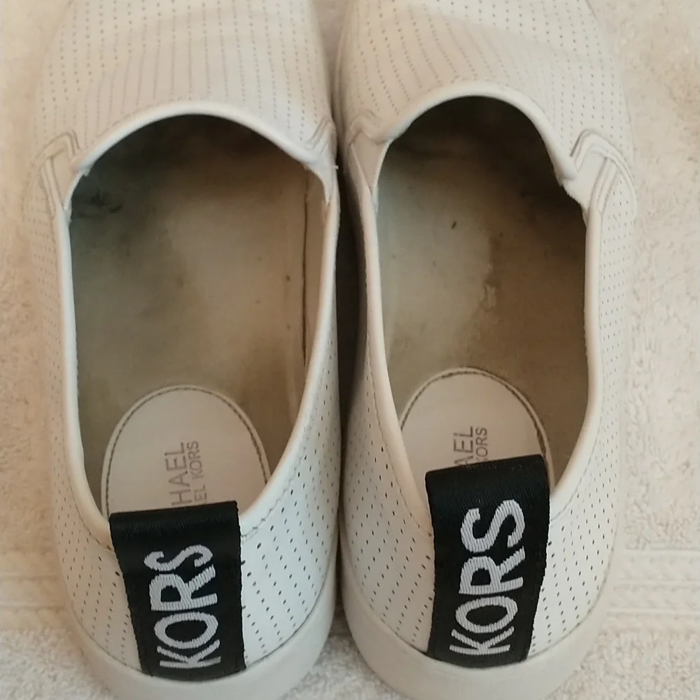 Michael Kors Leather Teddi Platform Slip-on, White, Women's‎ Size 9 And 1/2